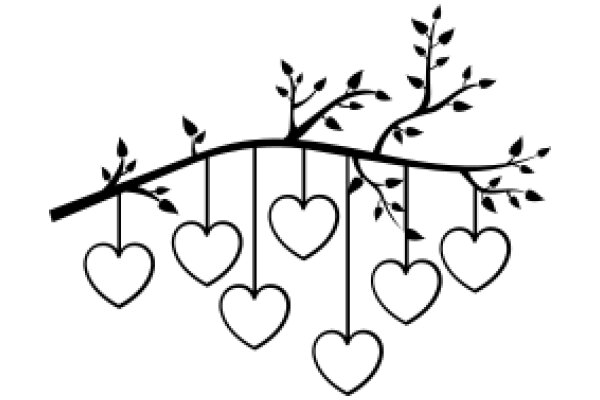 Elegant Silhouette of a Heart-Adorned Branch