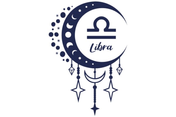 Zodiac Libra Logo with Astrological Symbols and Stars