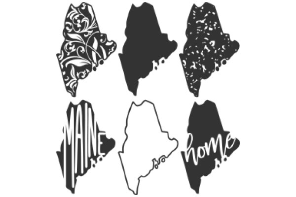 A Collection of State Silhouettes with the Word 'Home'