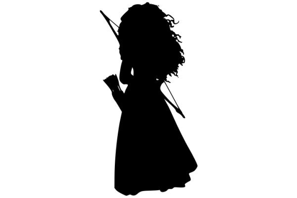 Silhouette of a Figure with a Sword, Against a White Background