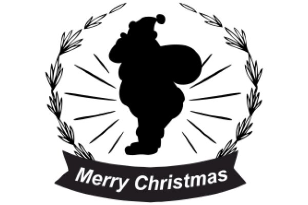 Merry Christmas: A Silhouette of a Fat Man and a Laurel Wreath