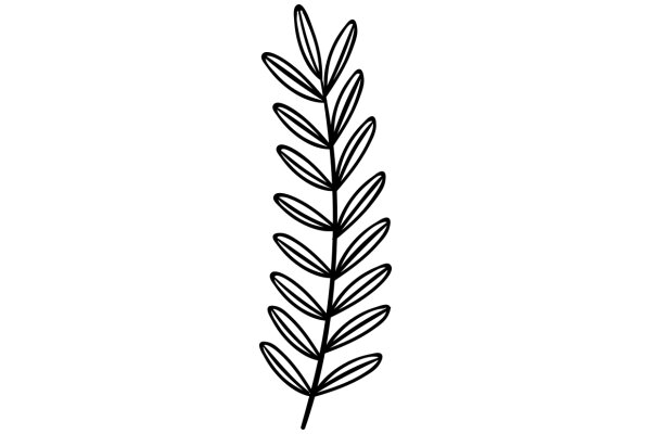 Simplistic Line Drawing of a Fern