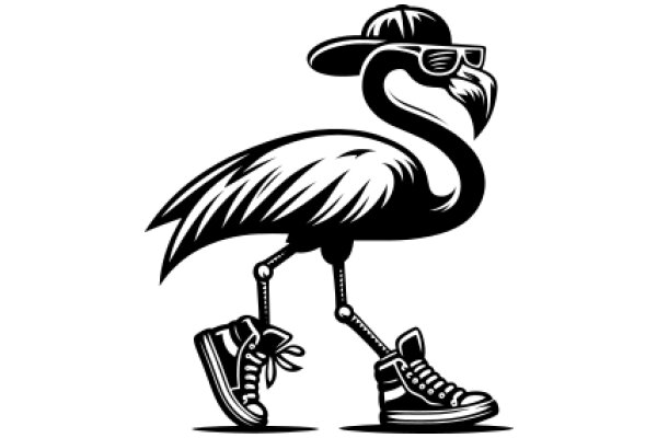 Stylish Sunglasses and Sneakers: A Fashionable Ostrich Illustration