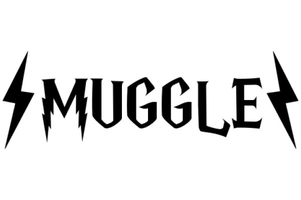 Stylized Logo of the Word 'Muggle' with a Lightning Bolt Design