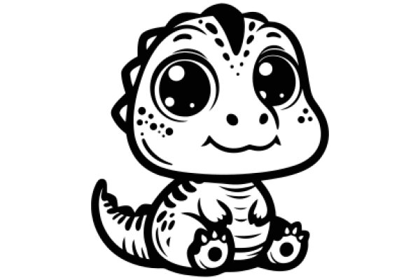 Adorable Cartoon Dinosaur with Big Eyes and a Smile