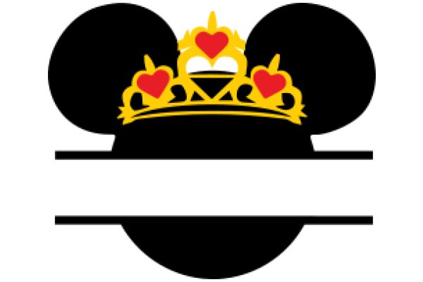 A Stylized Mickey Mouse Ear with a Golden Crown and Red Hearts