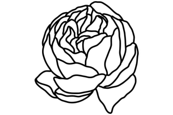 Stylized Line Drawing of a Rose