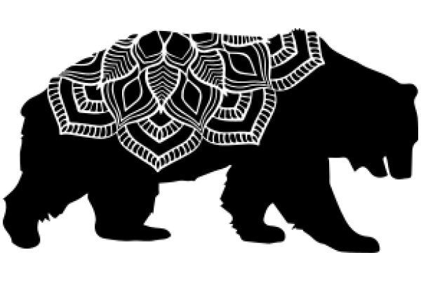 Stylized Black Bear Silhouette with Intricate Design