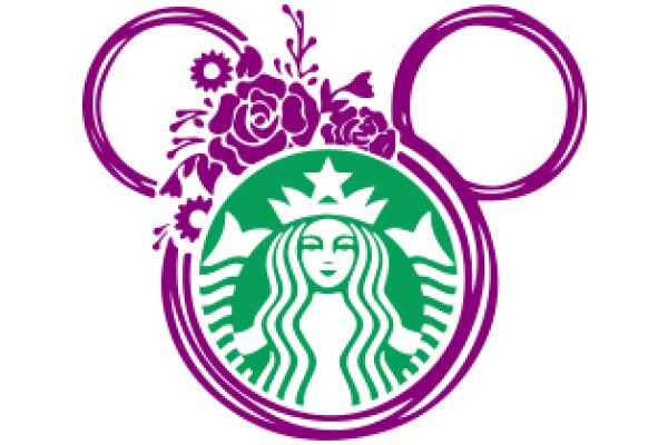 Starbucks Logo with Floral Design and Purple Outline