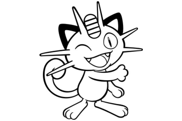 Adorable Cartoon Cat with a Smile and a Spaceship on its Head