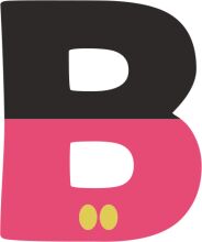 Stylized Letter 'B' with Pink and Yellow Accents