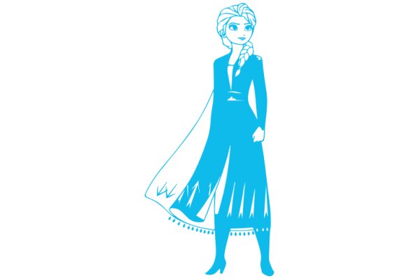 Stylized Illustration of a Female Character in a Blue Dress and Blonde Hair