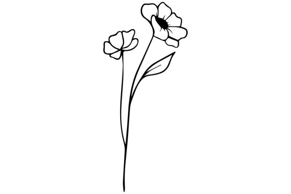 Simplicity in Nature: A Line Drawing of Two Flower Stems