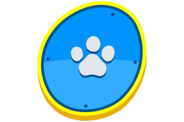 Digital Illustration of a Blue and Yellow Paw Print Icon