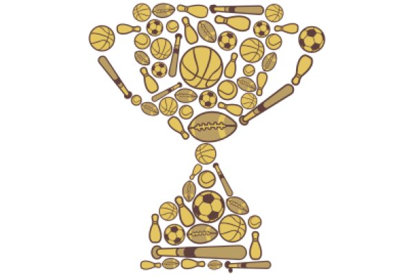 A Golden Trophy Decorated with Sports Equipment