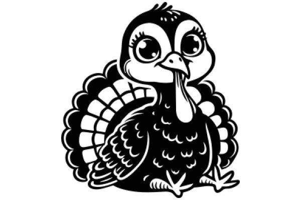 A Whimsical Illustration of a Turkey with a Surprised Expression