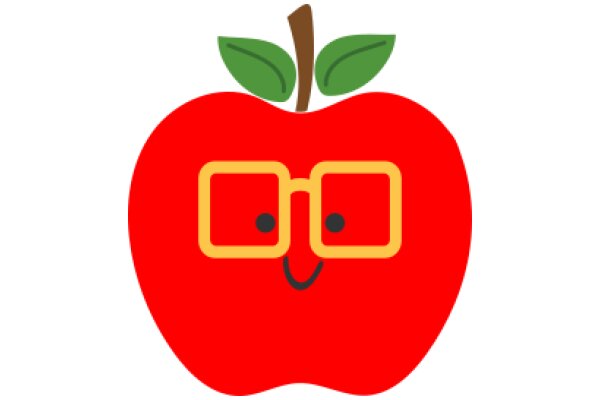 A Delightful Apple with a Pair of Glasses and a Stem