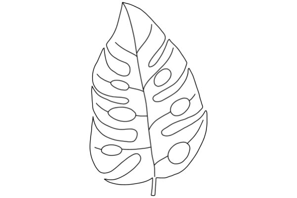 Simplistic Line Drawing of a Leaf