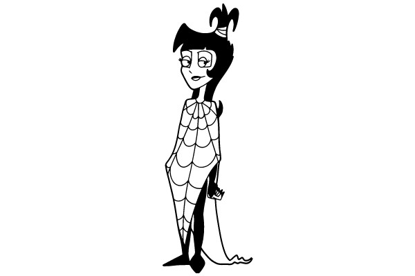 A Stylish Cartoon Character: A Woman with a Spider-like Appearance