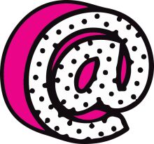 Vibrant Logo Design: A Pink and White Doughnut with a Letter 'A' Inside