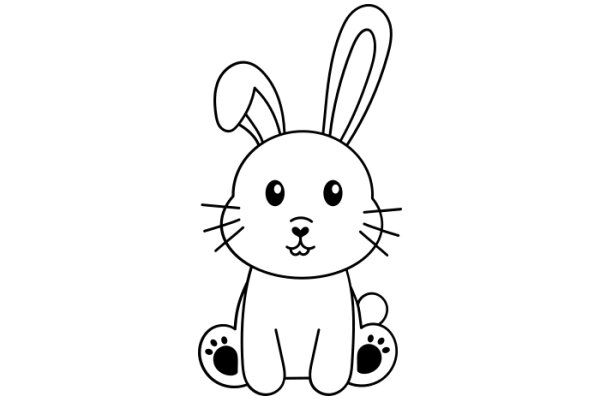 Adorable Cartoon Bunny with Big Eyes and Fluffy Ears