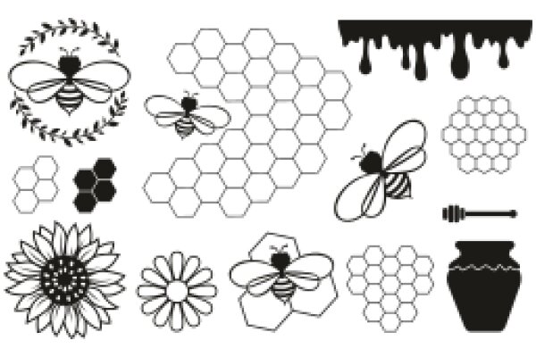 A Collection of Symbols: Honey Bee, Honeycomb, Flower, Vase, and More