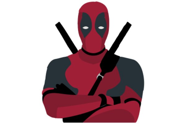 Stylized Illustration of Deadpool with Dual Swords