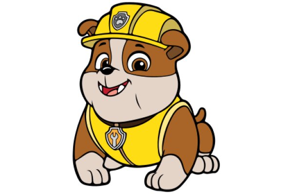 A Cute Cartoon Dog in a Construction Helmet