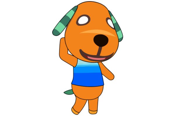 A Friendly Orange Dog with a Blue Shirt and Green Ears