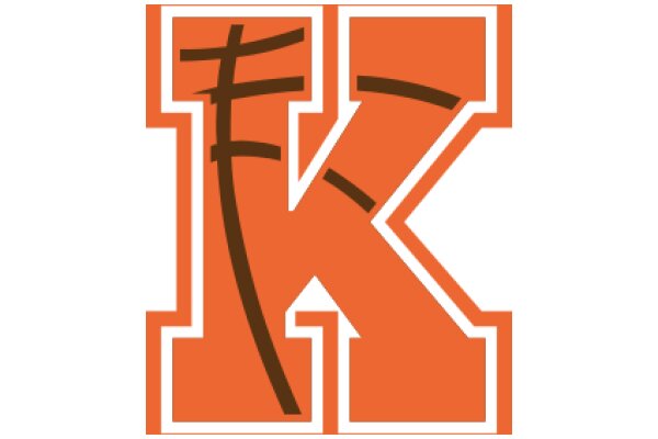 Vintage Orange Letter K with Brown Outline