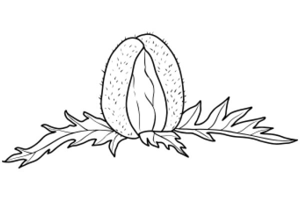 A Whimsical Illustration of a Fruit with a Leafy Branch