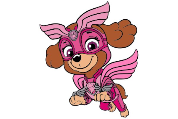 A Playful Pink and Purple Dog in a Superhero Costume