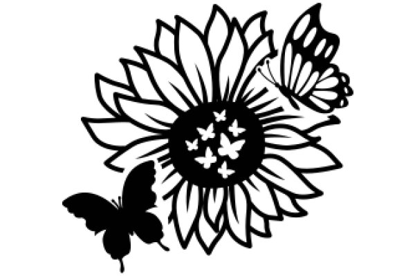 A Whimsical Garden: ASunflower, Butterfly, and Butterfly Caterpillar