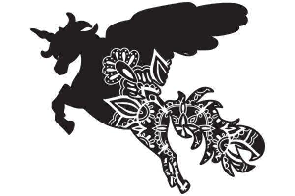 Stylized Silhouette of a Horse with Decorative Patterns