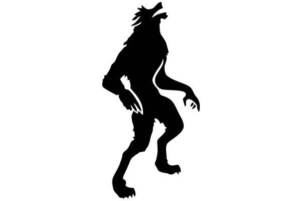 Silhouette of a Wolf-like Creature with a Tail and Claws