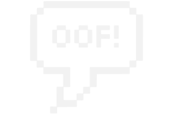 A Pixelated Speech Bubble with the Word 'OOF' in It