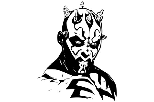 Stylized Portrait of a Character with Horns and a Mask