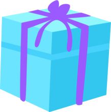 A Purple Ribbon on a Blue Gift Box