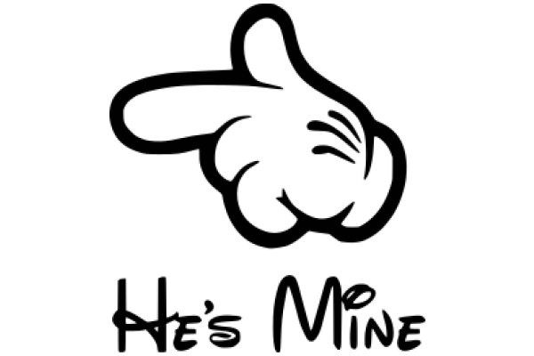 A Playful Logo for 'He's Mine' with a Stylized Pointing Upwards