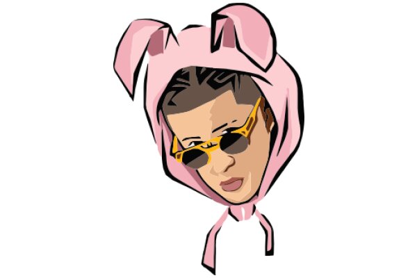 Stylish Pink Bunny Hoodie with Yellow Sunglasses