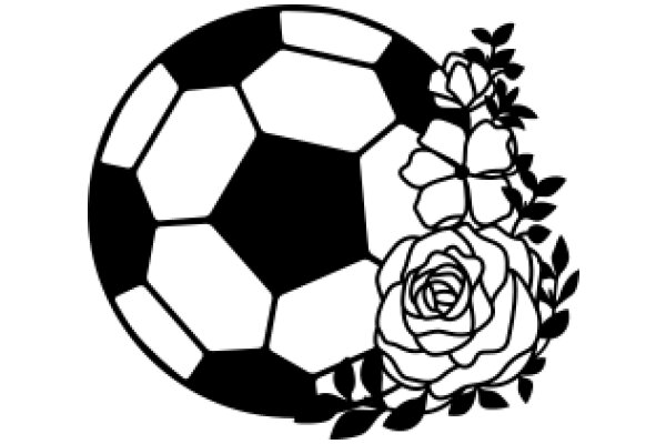 Soccer Ball with Rose and Leaves Design