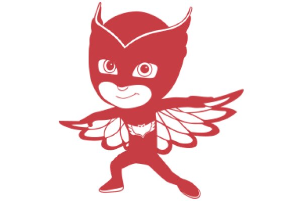 Vivid Red Superhero with Wings and Mask