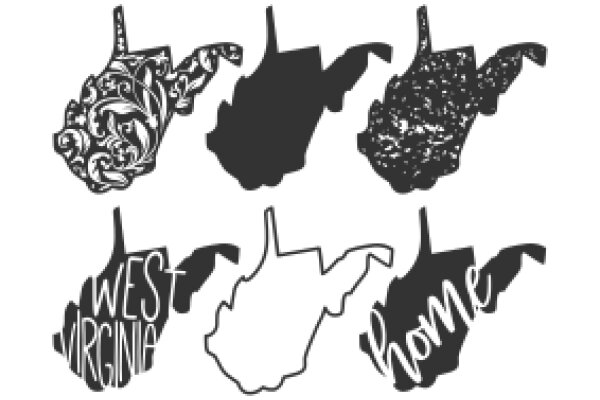 A Collection of State Silhouettes with the Word 'Home'