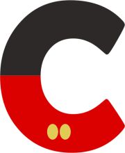 Stylized Letter 'C' with Red and Black Design