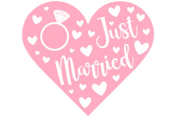 Just Married: A Celebratory Sign with a Ring and Hearts