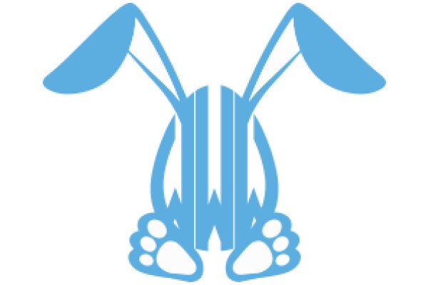 Stylized Blue Bunny with Paw Prints