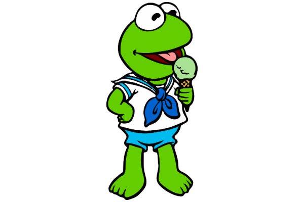 Kermit the Frog, Sailor's Outfit, and Ice Cream: A Delightful Scene!