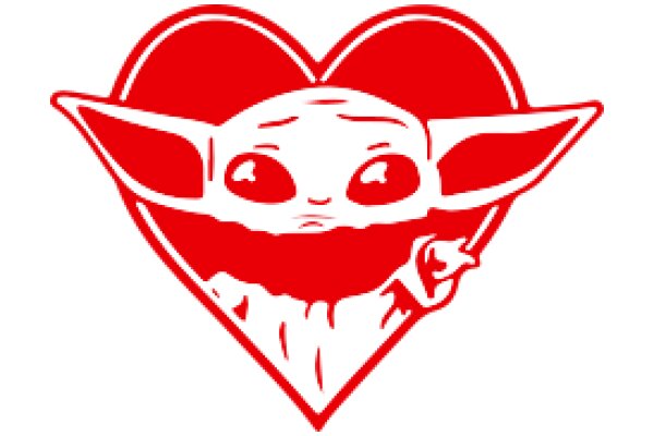 A Red and White Heart-Shaped Logo Featuring a Cute, Cartoon-Style Ewok Character