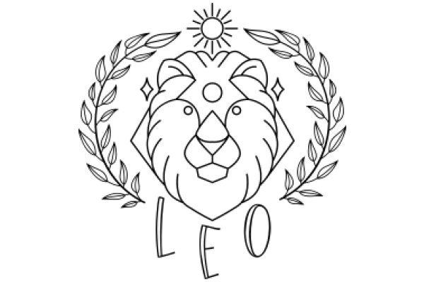 Stylized Logo of Leo with Sun and Leaves