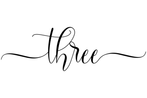 Stylized 'Three' in a Curly, Swirling Font